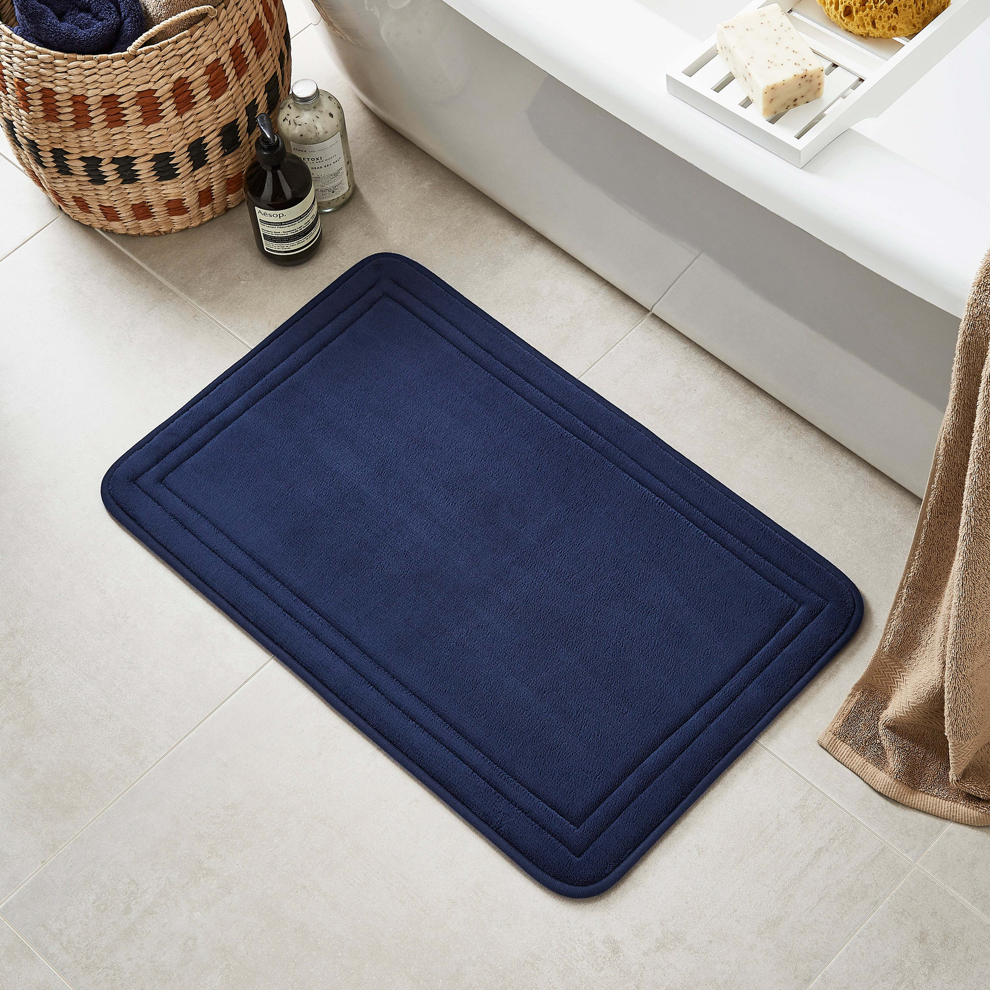 So Soft Memory Foam Bath Mat Navy Blue