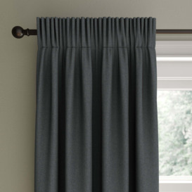 Berlin Charcoal Thermal Blackout Pencil Pleat Curtains Dark Grey
