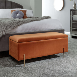 Mystica Velour Ottoman Storage Bench Russet