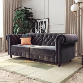 Felix Velvet Chesterfield Sofa Bed Grey