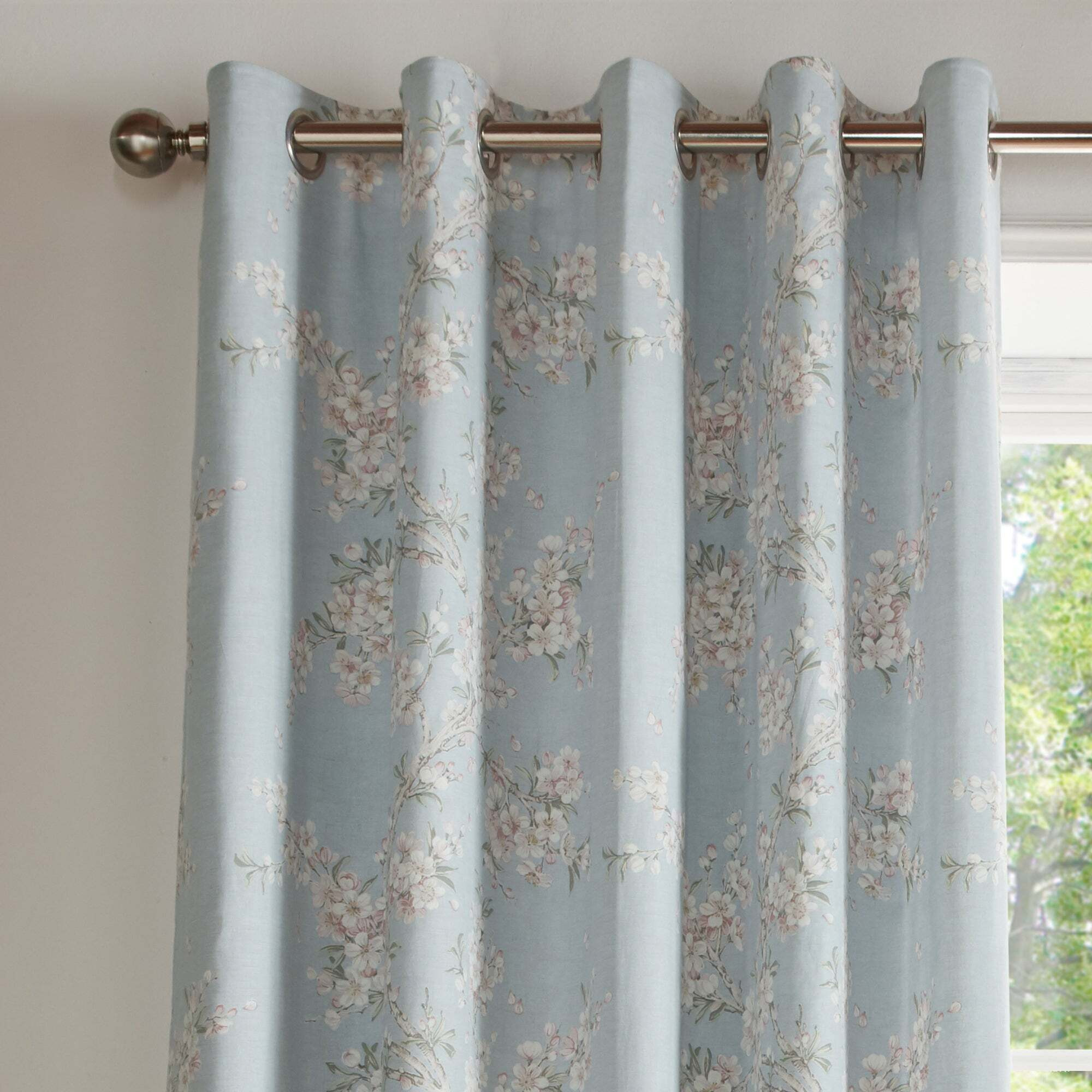 Holly Willoughby Loulia Blue Eyelet Curtains Light Blue/Pink