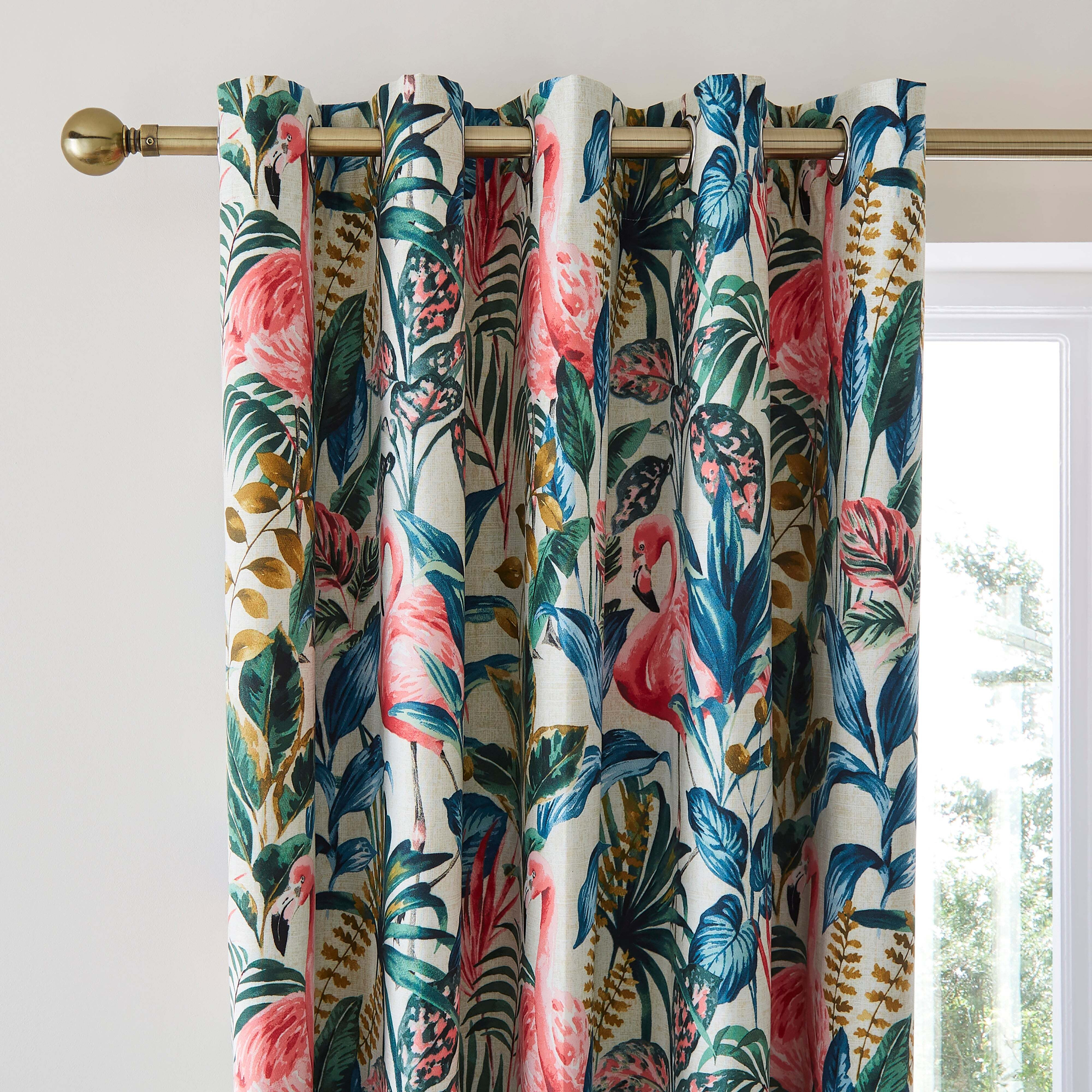 Flamingo Natural Blackout Eyelet Curtains Natural