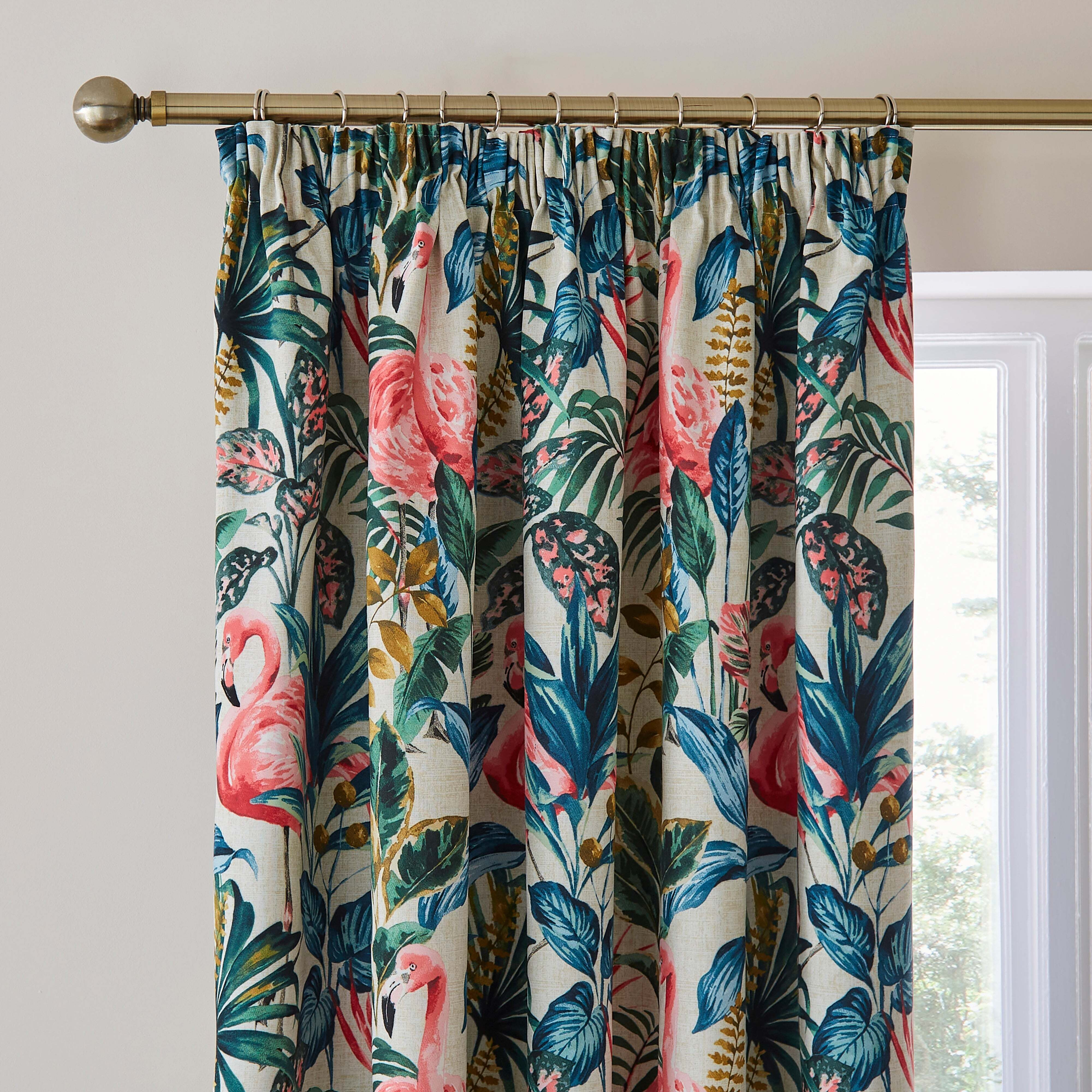 Flamingo Natural Blackout Pencil Pleat Curtains Natural