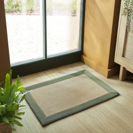 Herringbone Jute Border Doormat Brown/Green