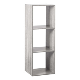 3 Divide Wooden Bookcase Grey
