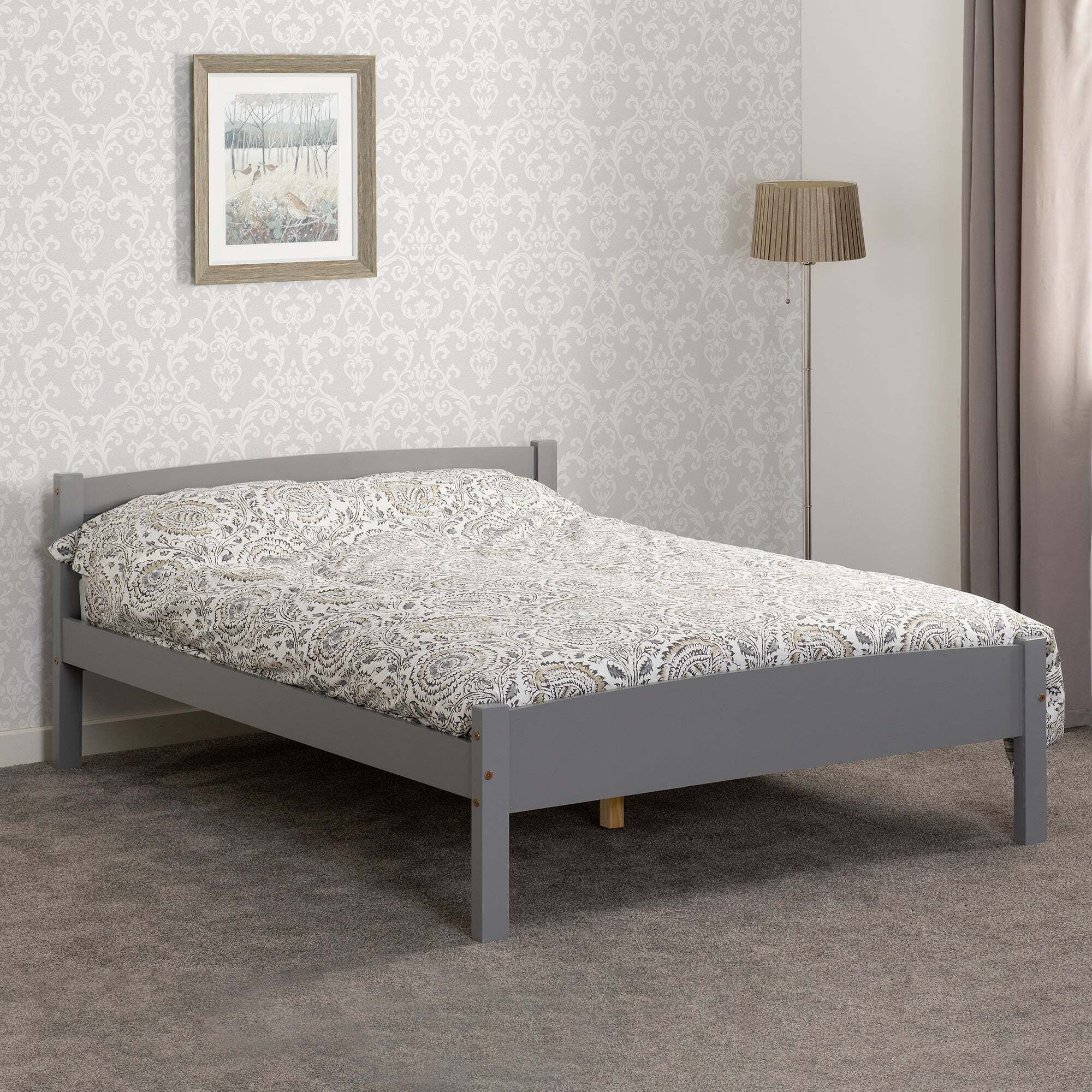 Amber Wooden Bed Grey
