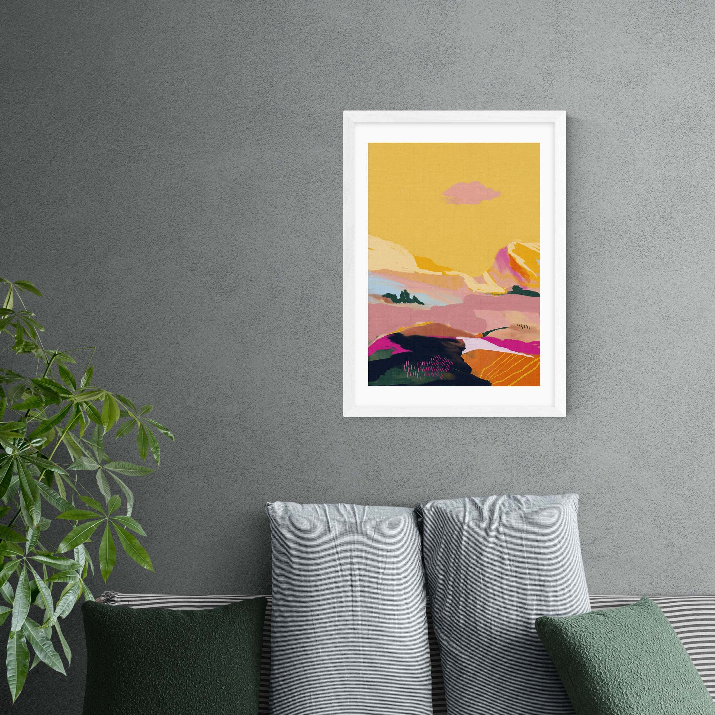 Abstract Pink Dream Cloud Print Pink/Yellow/Green
