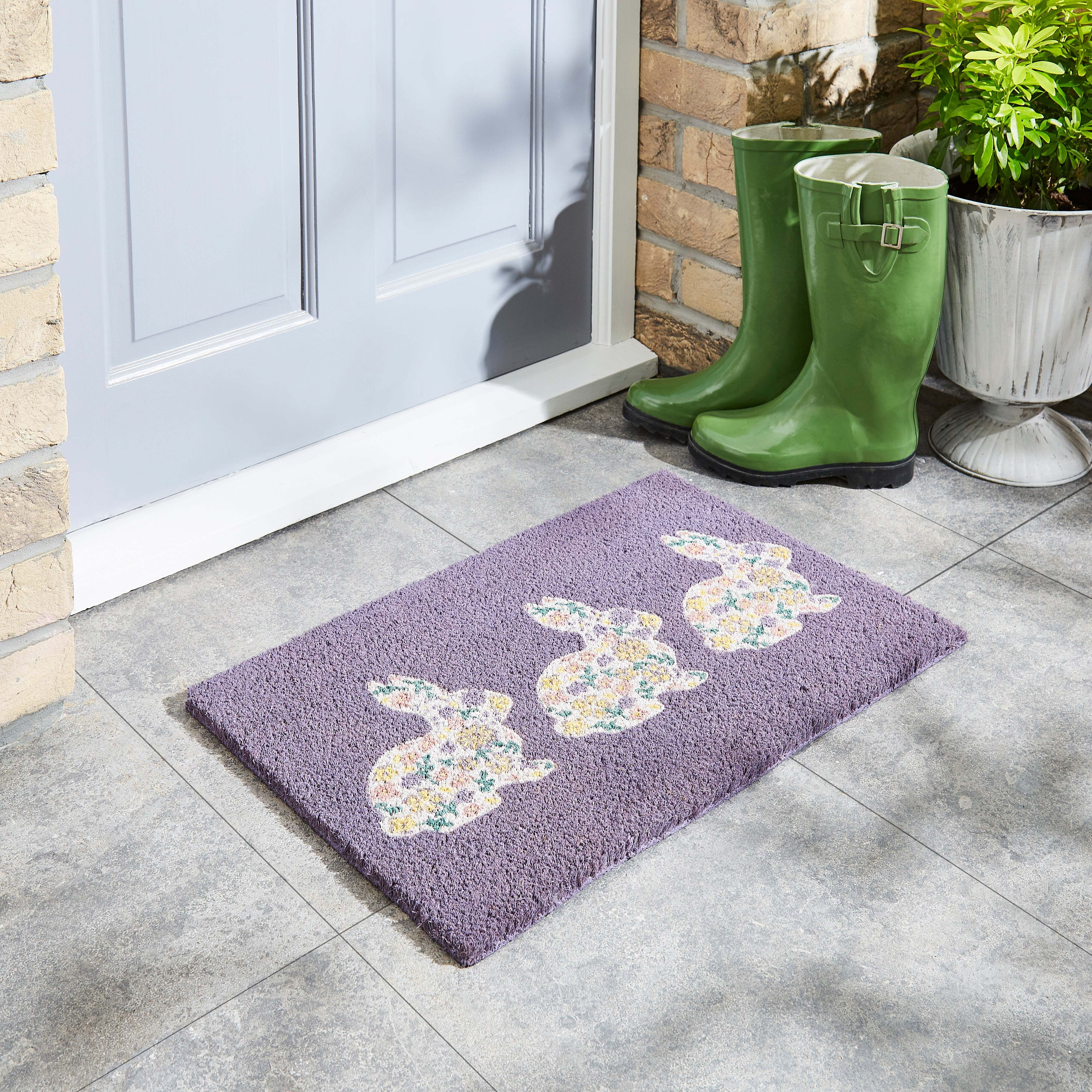 Pastel Rabbits Doormat Purple