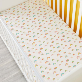 Ickle Bubba Pack of 2 Rainbow Dreams Fitted Cotbed Sheets White/Red/Blue