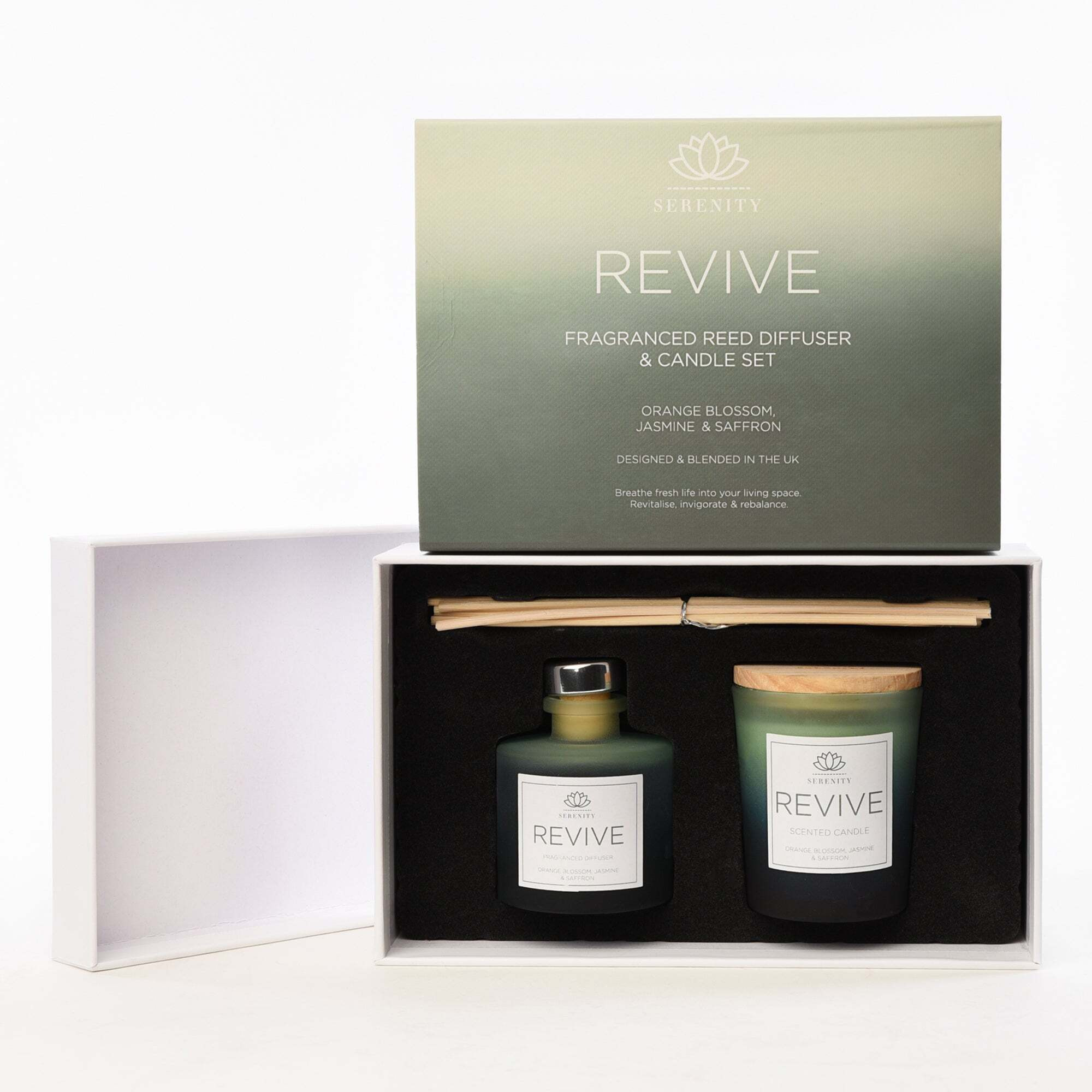 Serenity Candle and Reed Diffuser Set Green
