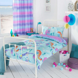 little furn. Mermaid Duvet Cover & Pillowcase Set Blue/Pink/Yellow