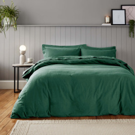 Soft & Cosy Luxury Brushed Cotton Duvet Cover and Pillowcase Set Emerald Green