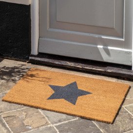 Cedar & Sage Single Star Coir Doormat Yellow/Grey