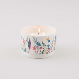Floral Ceramic wick Candle MultiColoured