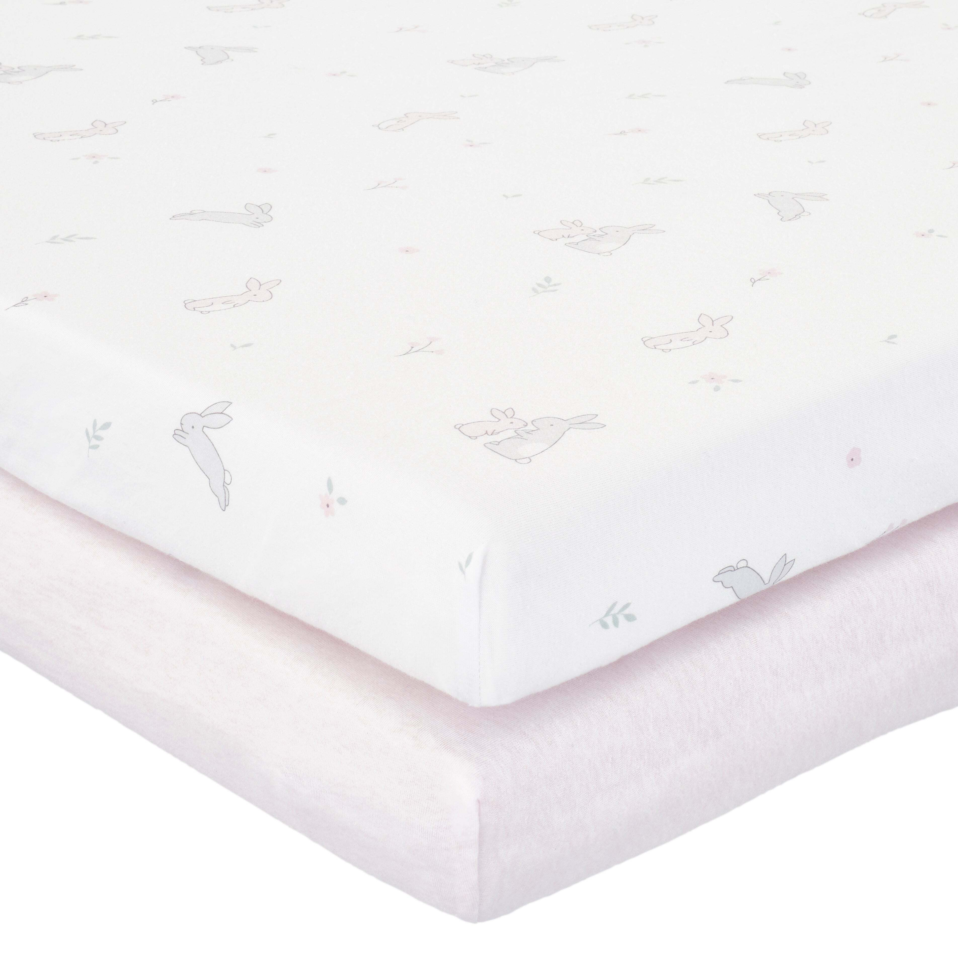 Pack of 2 Jersey Pink Bunny Fitted Sheets Pink