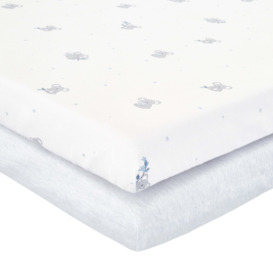 Pack of 2 Jersey Blue Koala Fitted Sheets Blue/White
