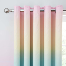 Rainbow Ombre Blackout Eyelet Curtains Multi Coloured