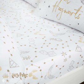 Harry Potter Hogwarts Fitted Sheet White
