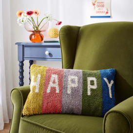 Circular Knit Happy Cushion MultiColoured