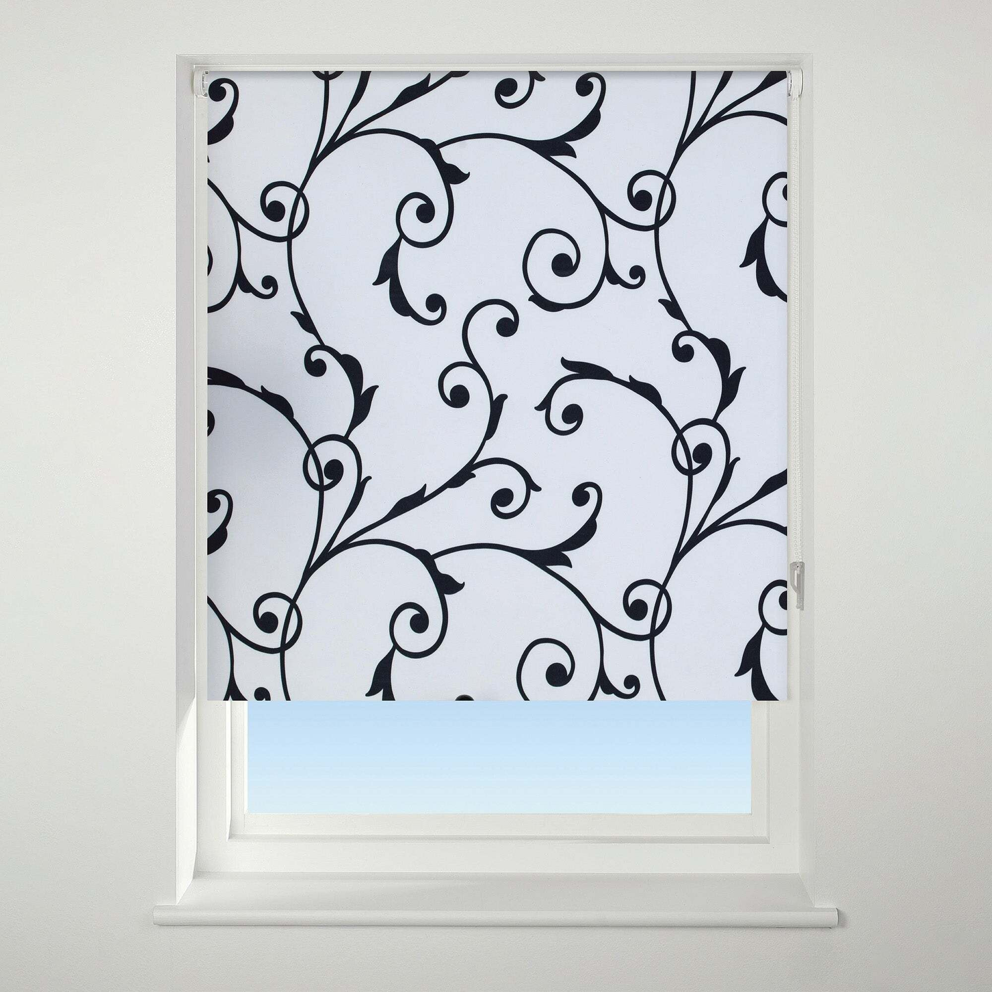 Universal Patterned Virginia Black Blackout Roller Blind Black/White