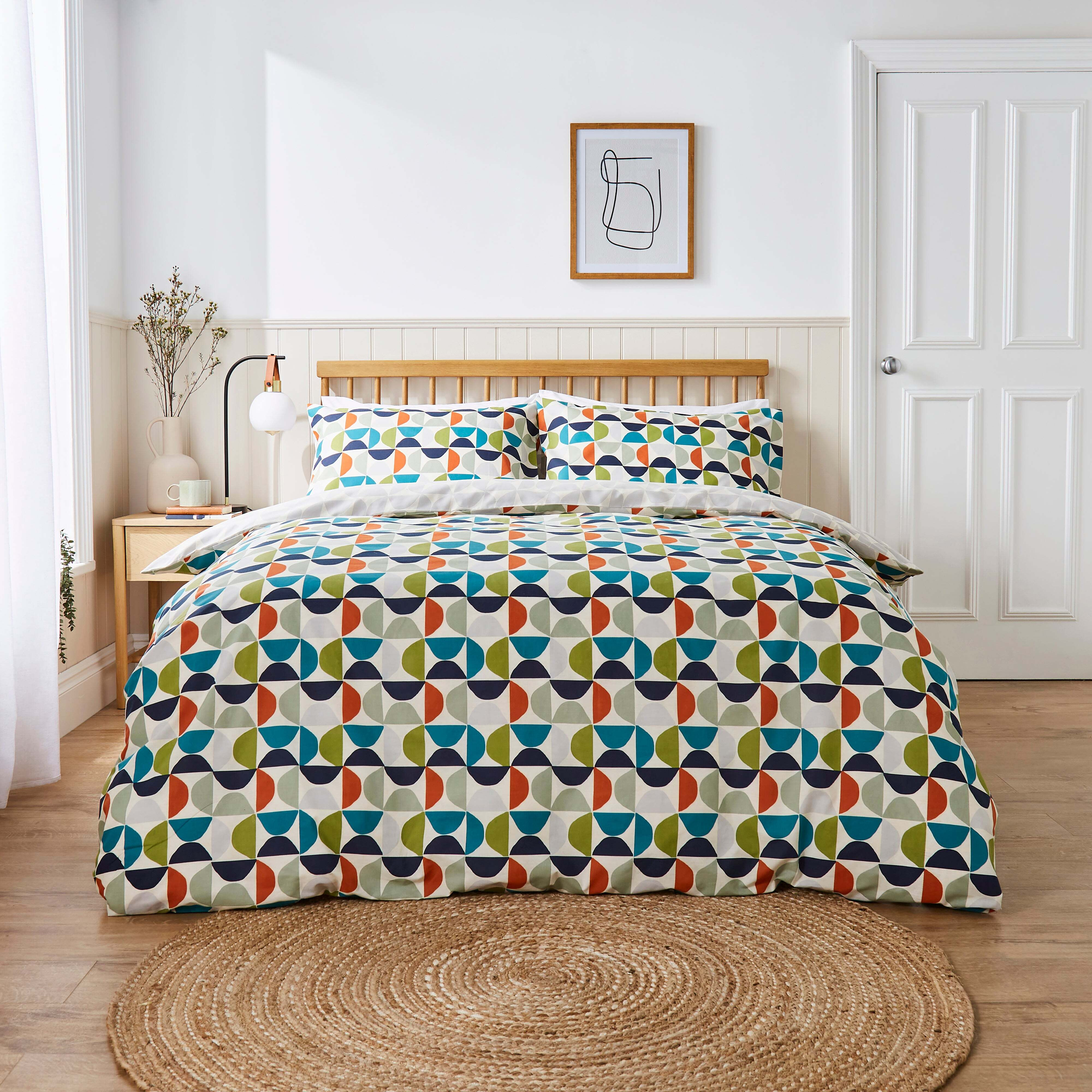 Elements Sten Duvet Cover and Pillowcase Set MultiColoured