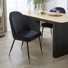 Sylvia Dining Chair, Velvet Velvet Black
