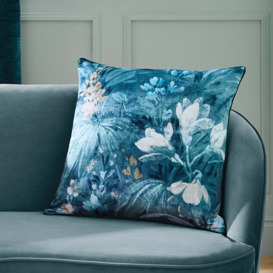 Hyperion Interiors Anthea Floral Cushion Teal (Blue)