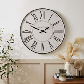 Metal Embossed Clock, 70cm Cream