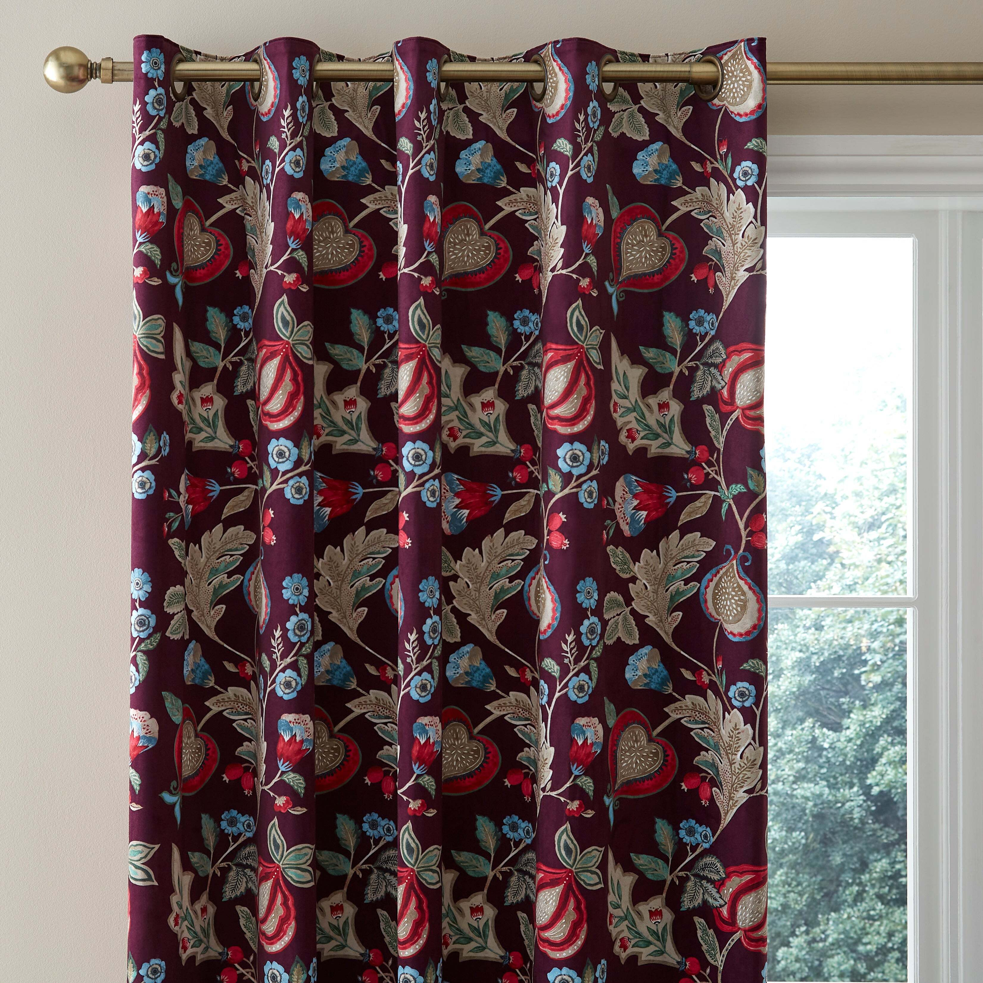 Archival Velvet Purple Eyelet Curtains Purple