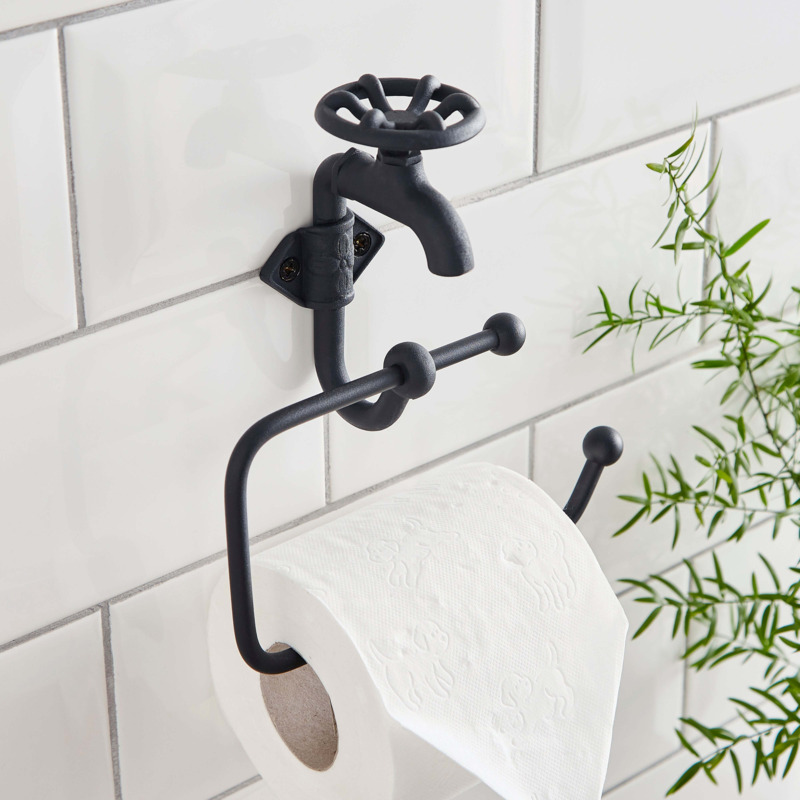 Fulton Wood Black Toilet Roll Holder