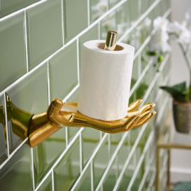 Brass Hand Wall Mounted Toilet Roll Holder Gold