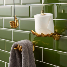 Brass Hand Wall Mounted Toilet Roll Holder Gold