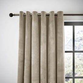 Recycled Velour Natural Eyelet Curtains Beige