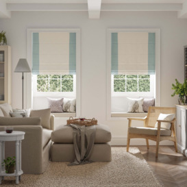 Luna Bordered Roman Blind Light Blue/Beige