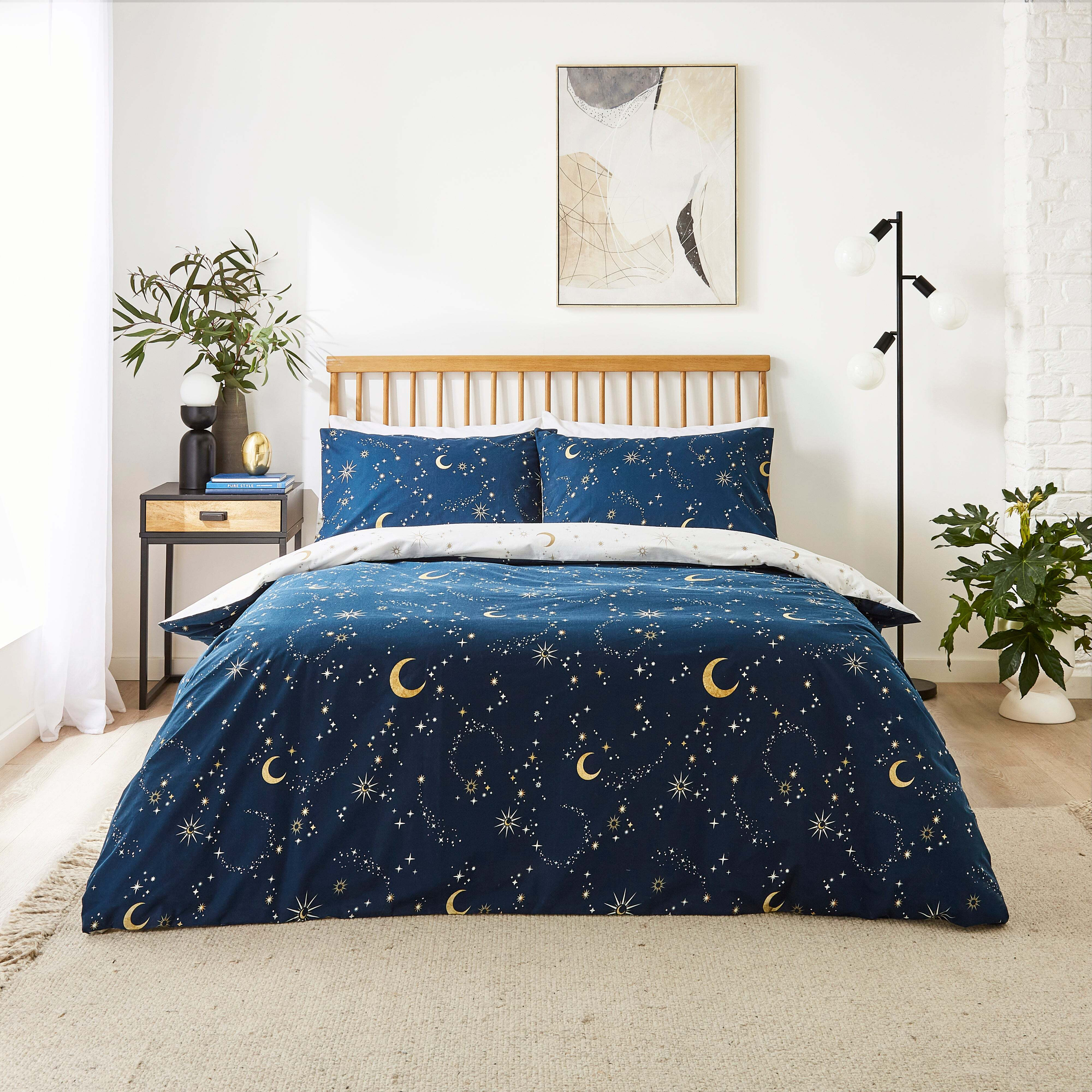 Cosy Constellation Navy Duvet Cover & Pillowcase Set Navy (Blue)