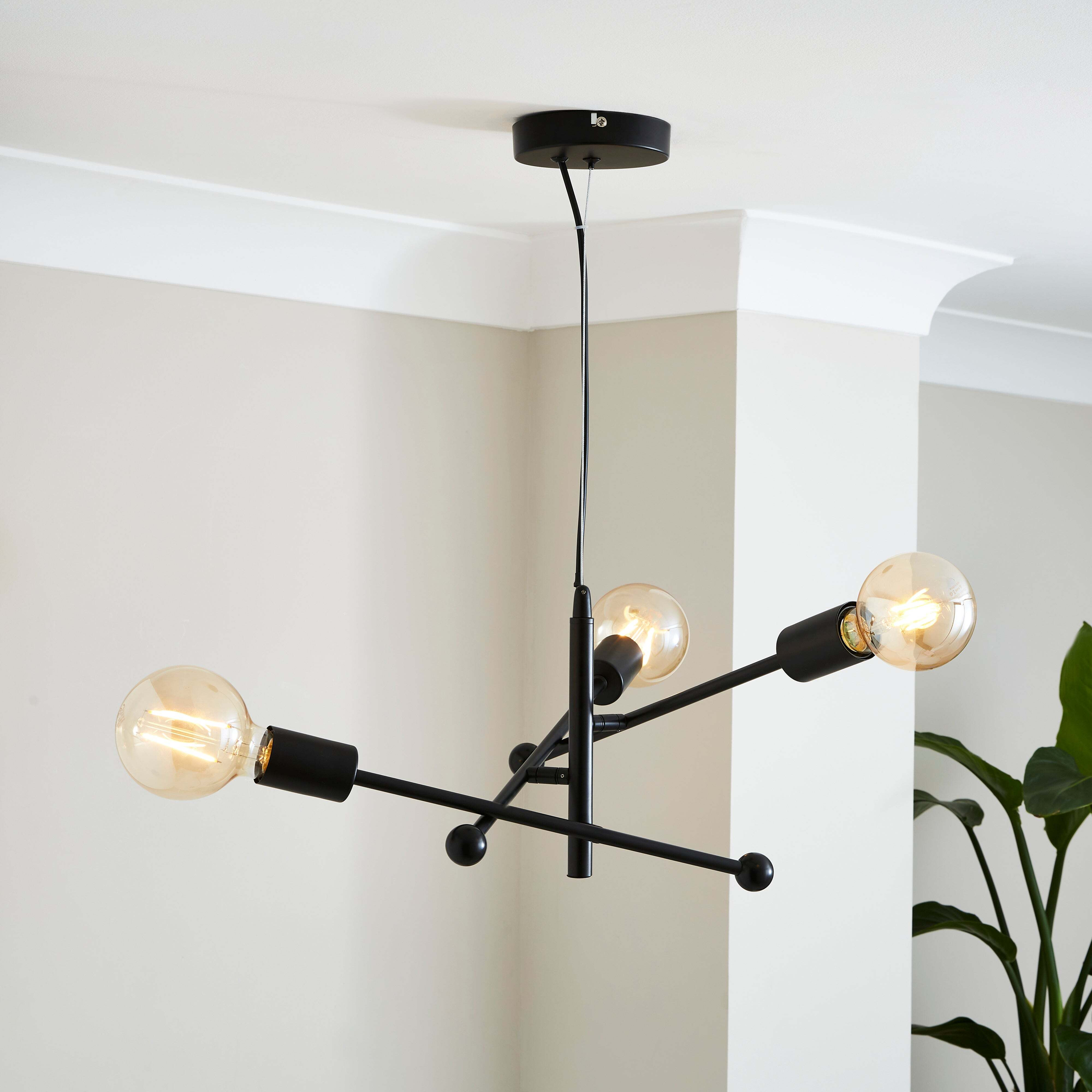 Koppla 3 Light Pendant Ceiling Fitting Black