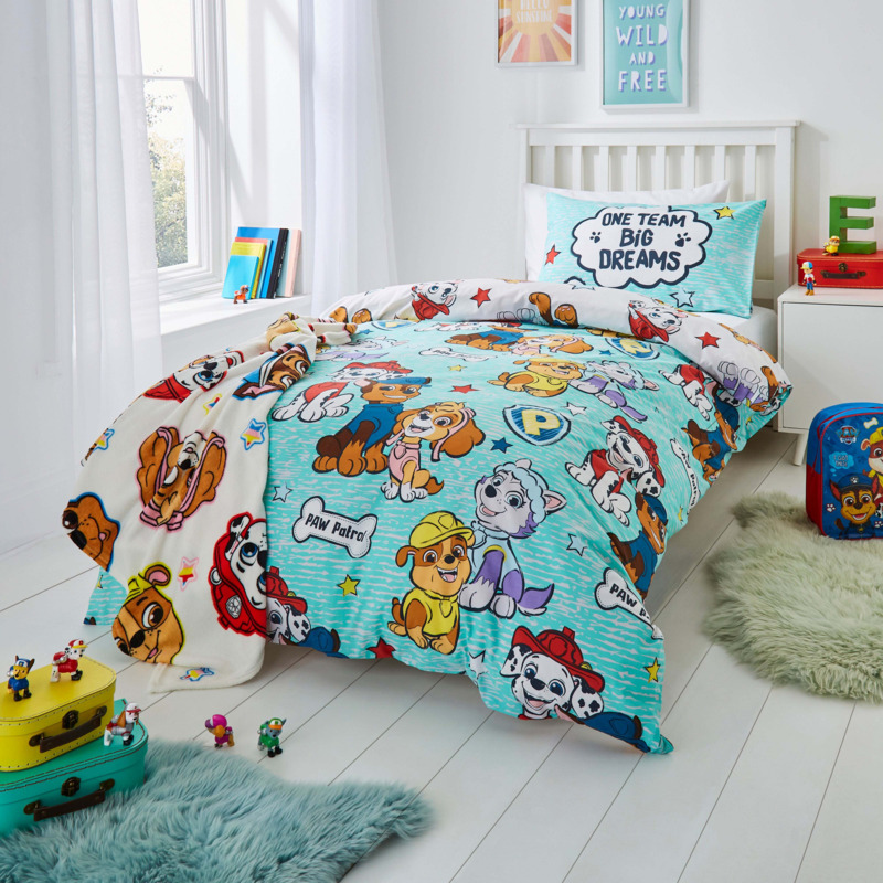 Paw Patrol Teal Duvet Cover and Pillowcase Set blue by Dunelm