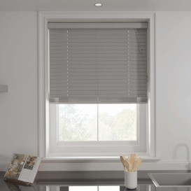 Swish Grey 50mm Made To Order Faux Wood Blinds, Size:65cm x 160cm Grey
