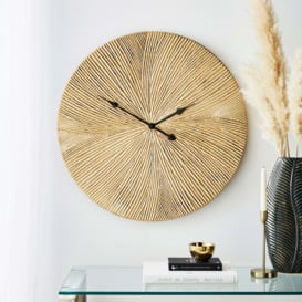 Ribbed Metal Wall Clock Gold