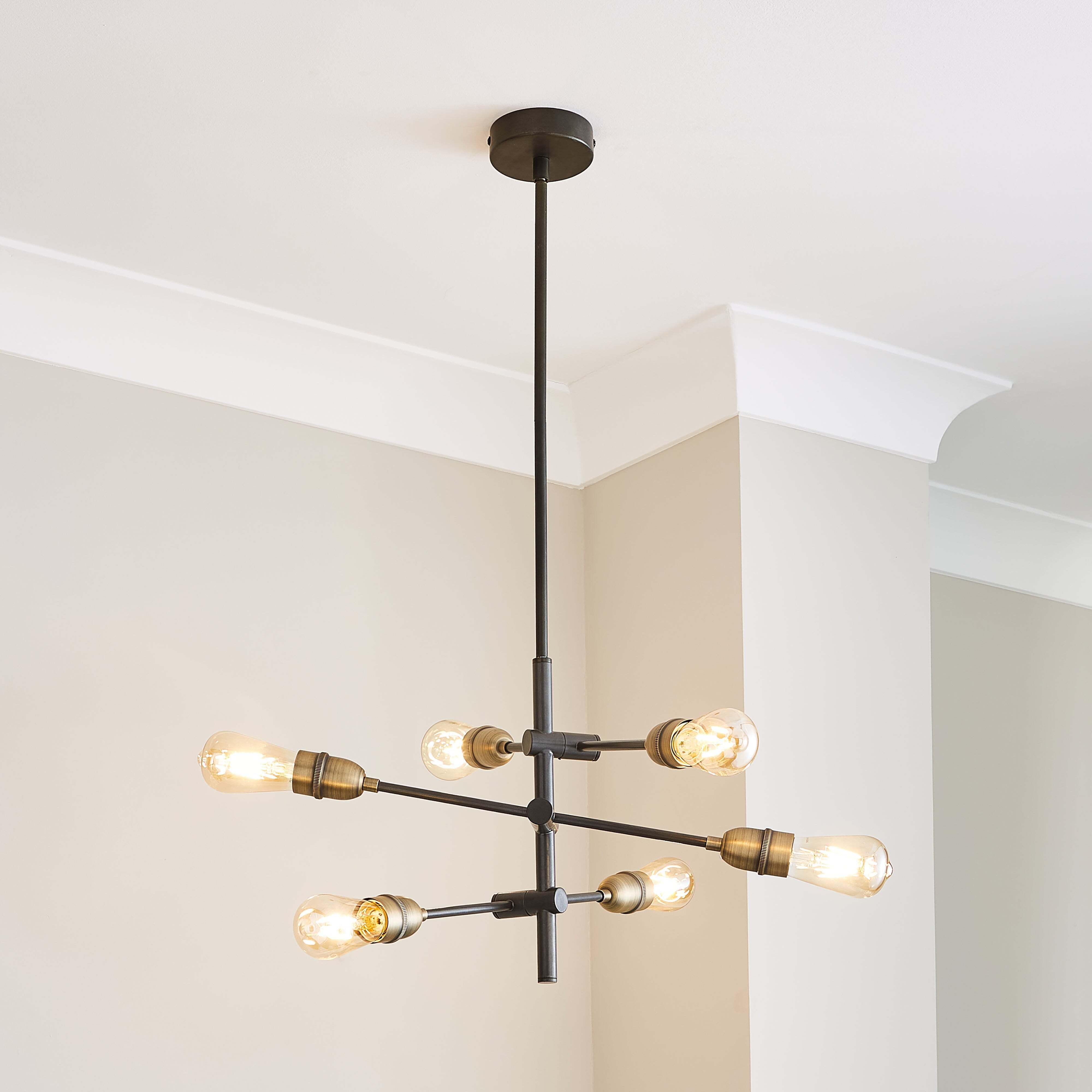 Marsden Industrial 6 Light Suspended Ceiling Fitting Black