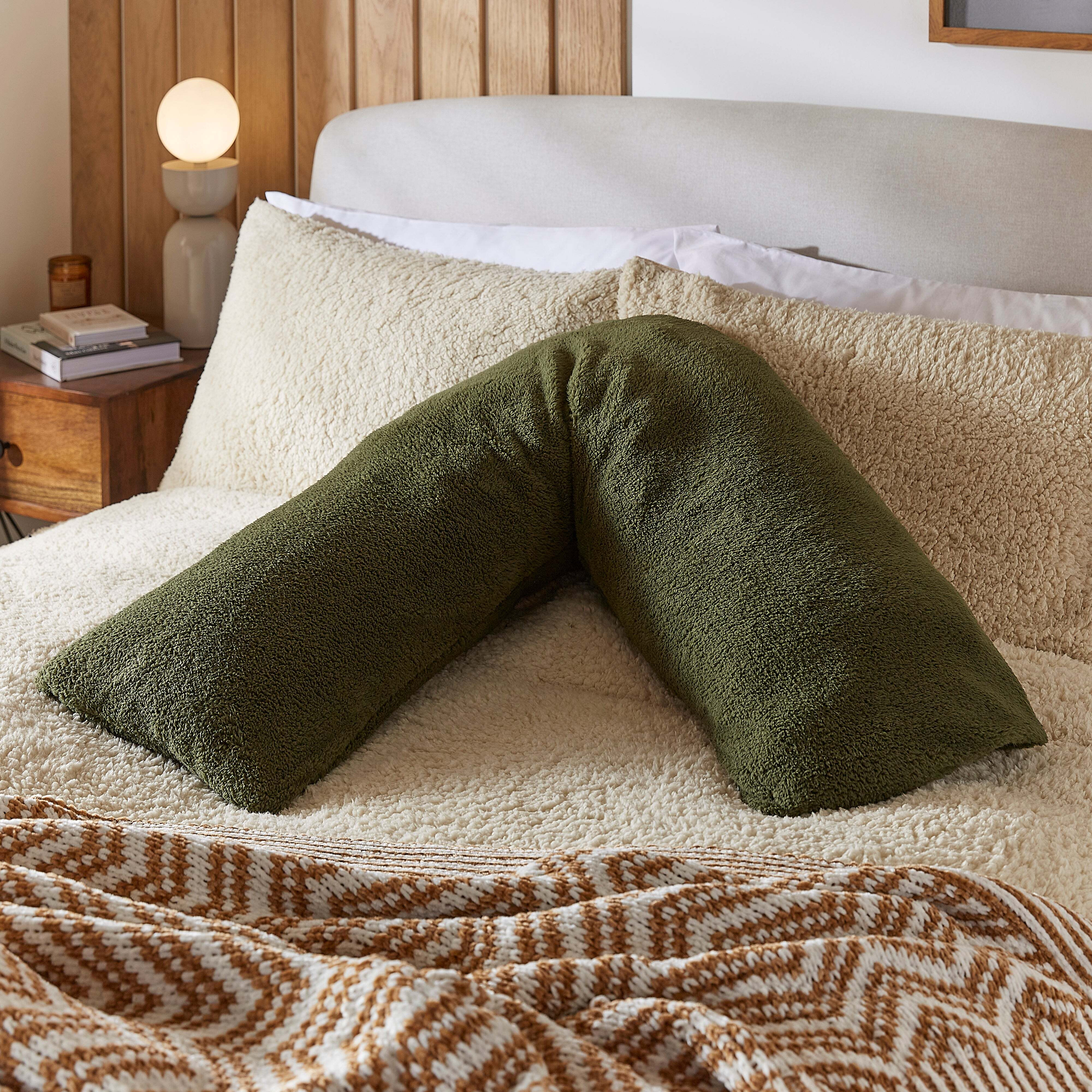 Dunelm Teddy Bear Olive Green V Shaped Pillowcase Teddy Olive