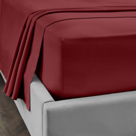 Dorma Egyptian Cotton 400 Thread Count Percale Fitted Sheet Dark Red