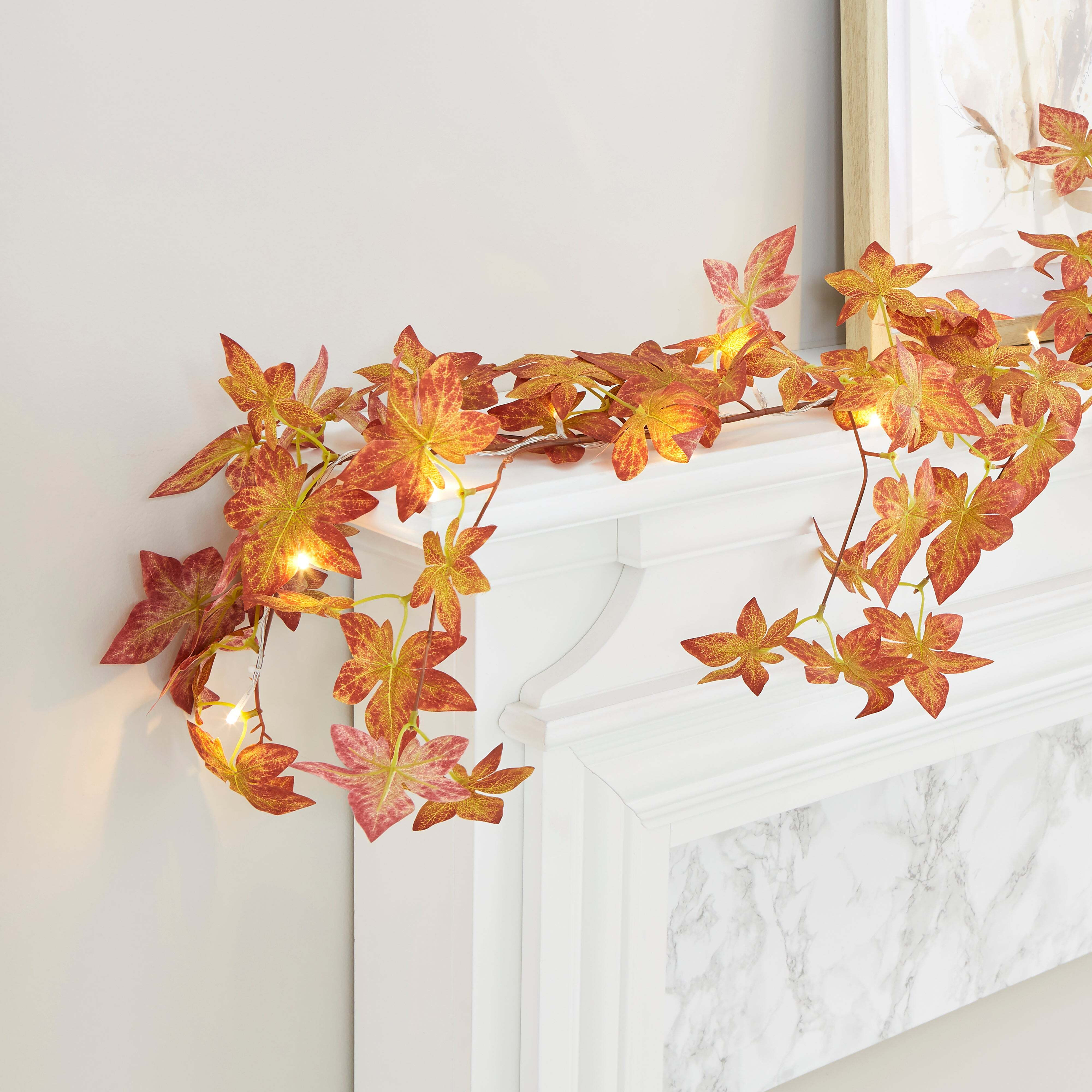 Autumnal Leaves Garland String Lights Brown