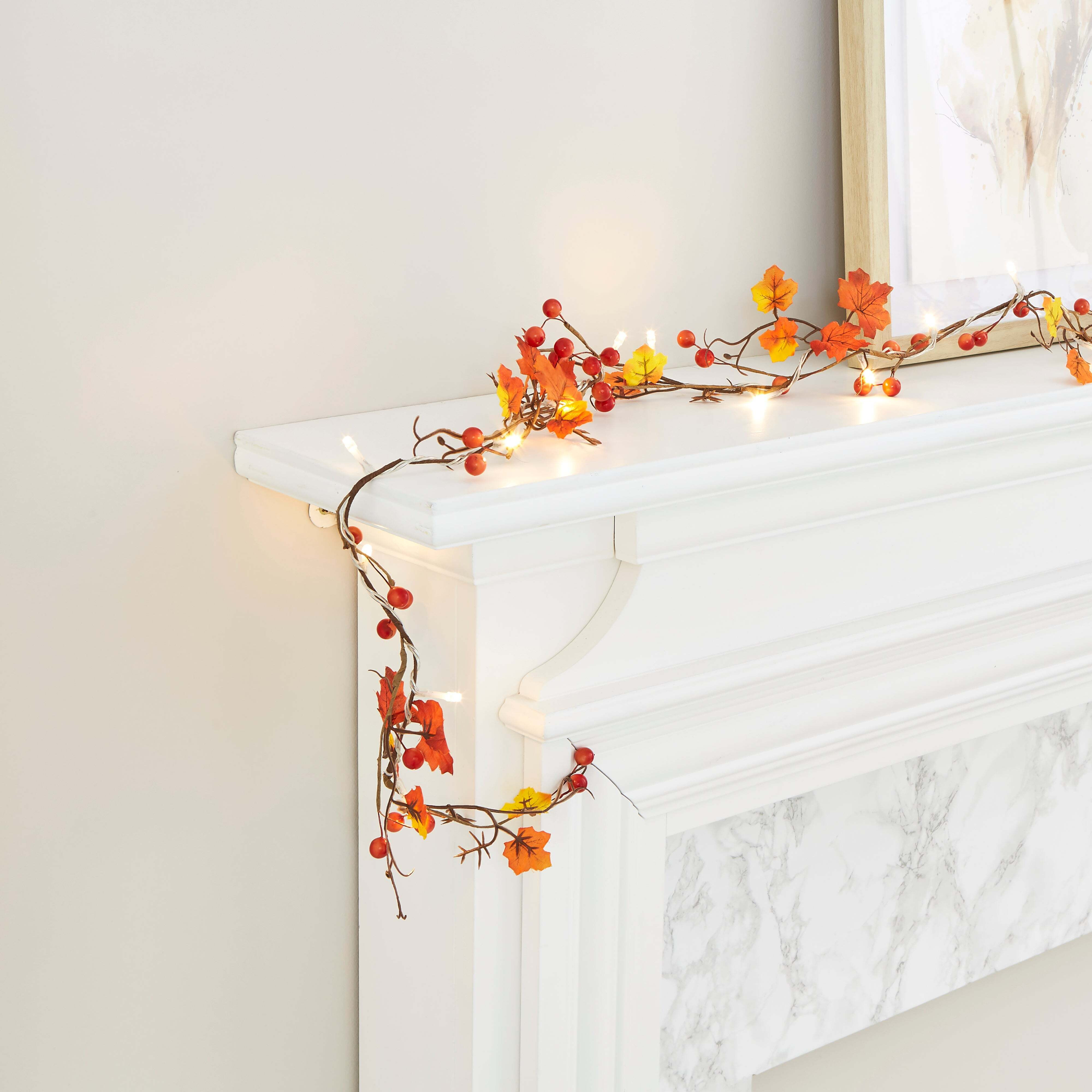 Autumnal Berries Garland String Lights Orange