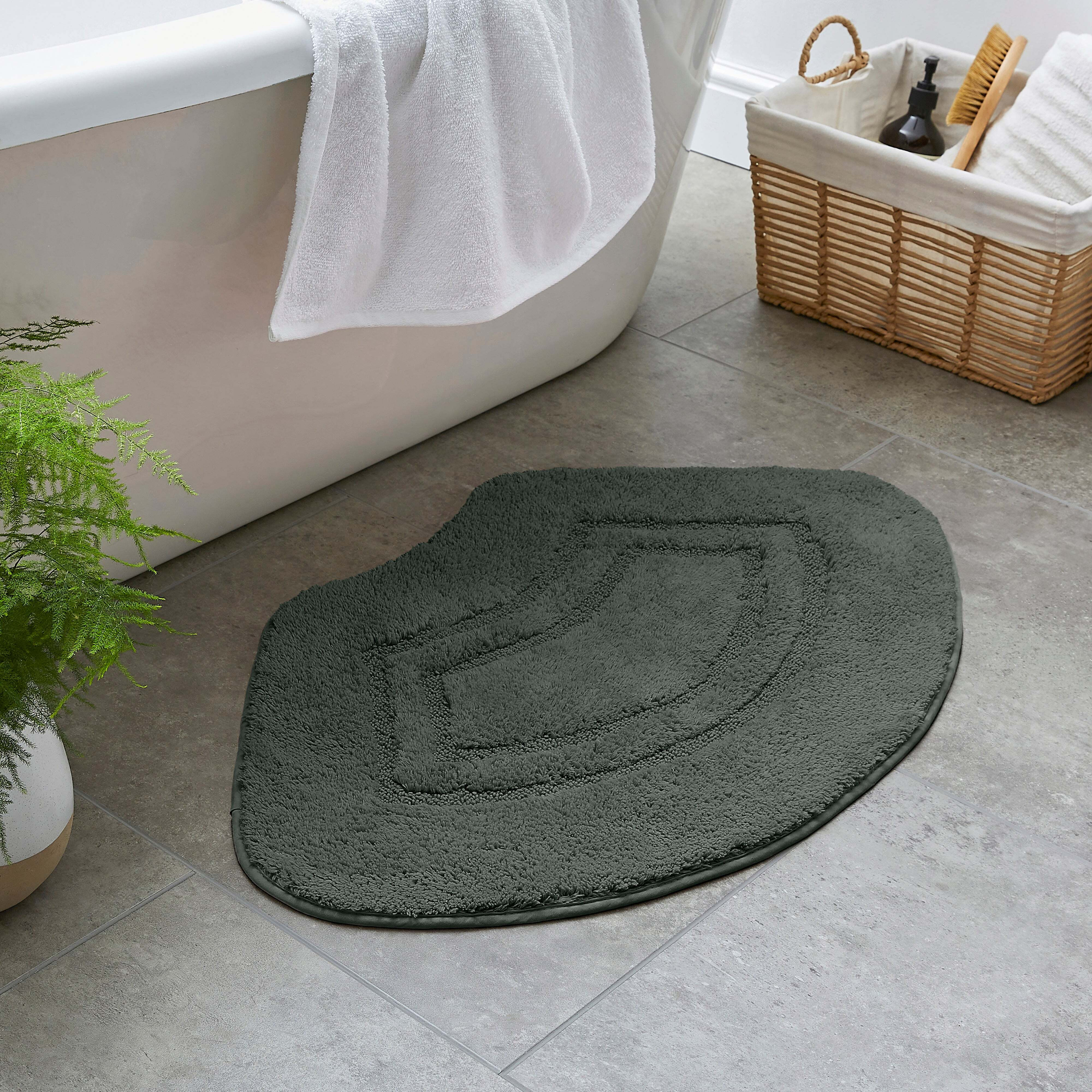 Luxury Cotton Semi-Circle Bath Mat Dark Green