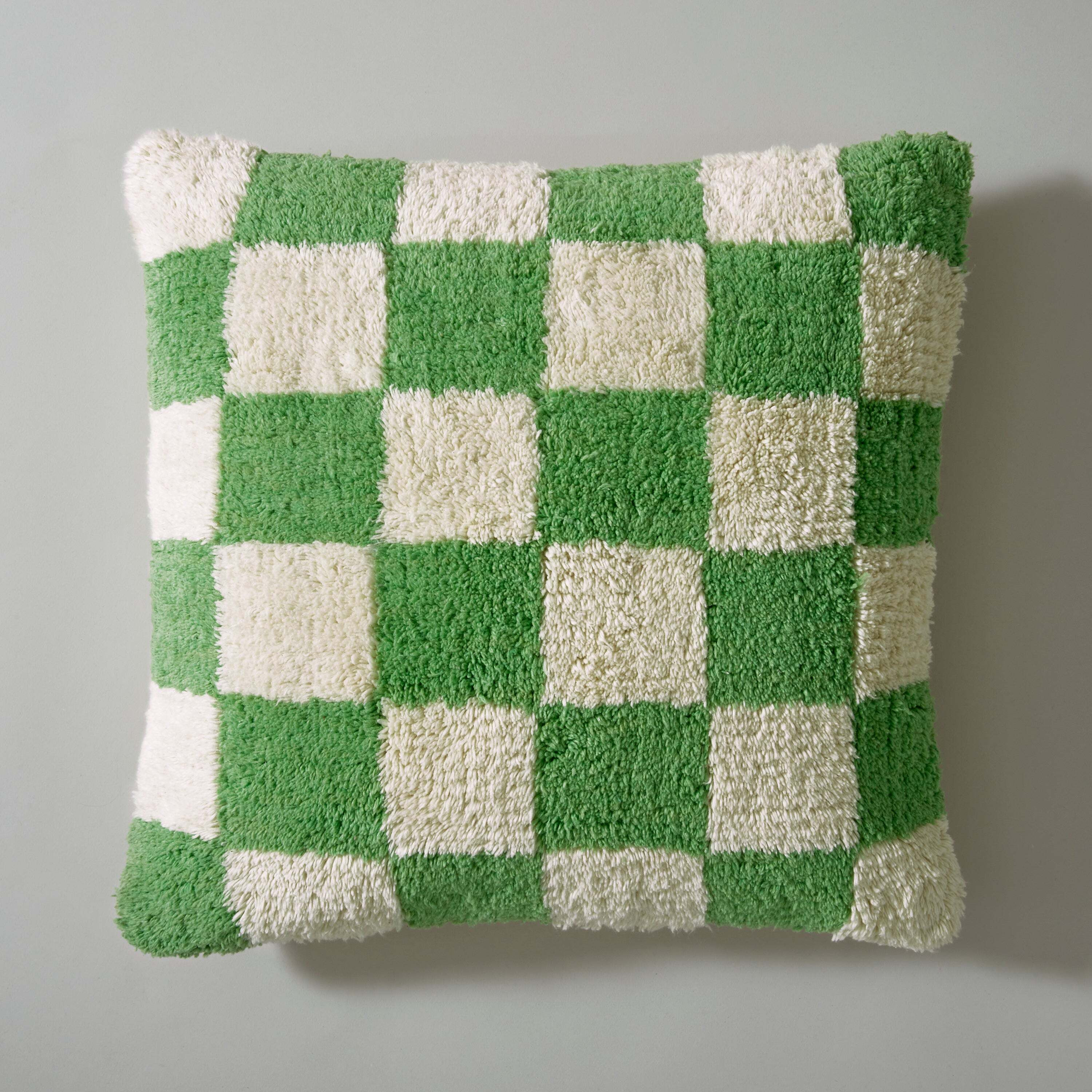 Tufted Checkerboard Cushion Apple (Green)