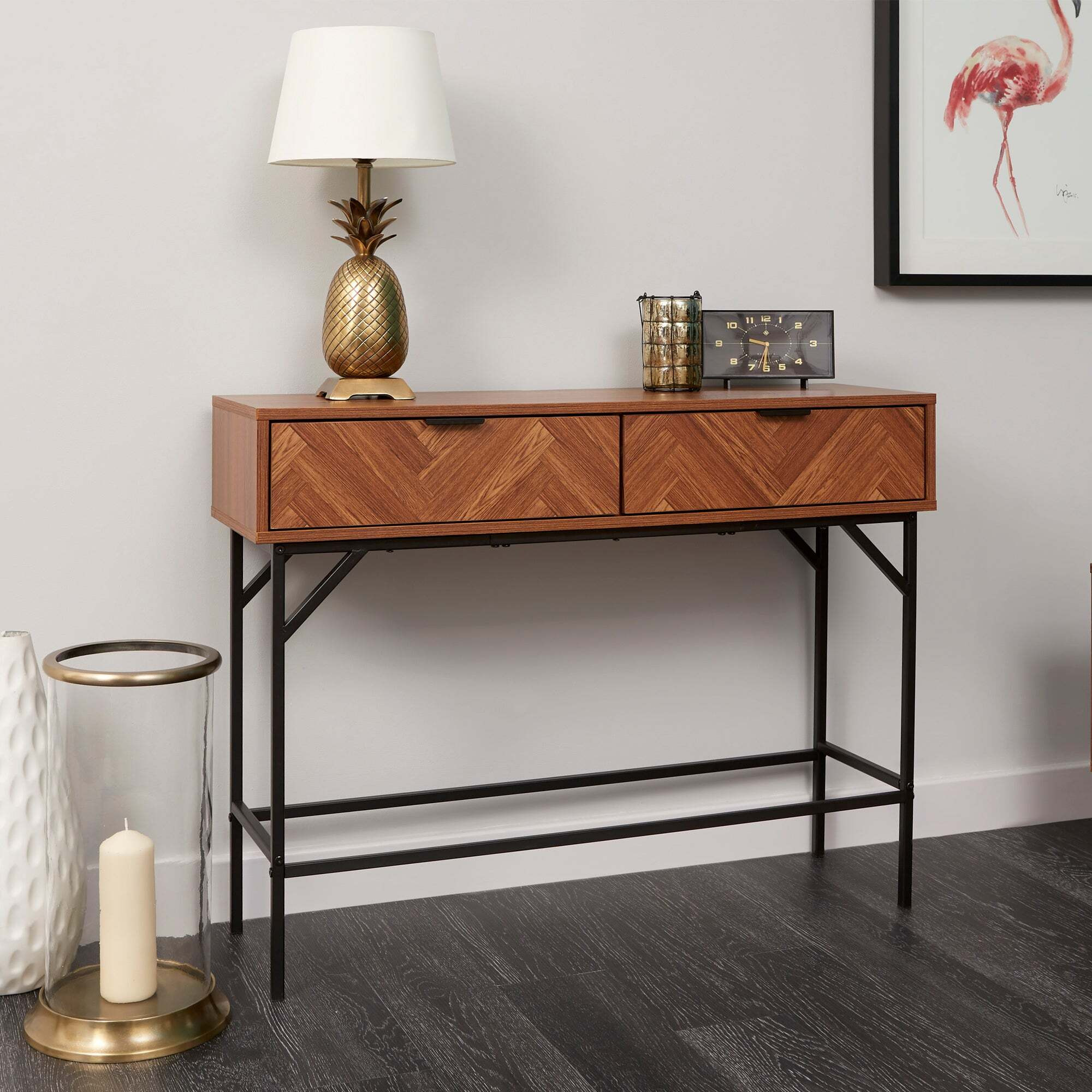 Rowe 2 Drawer Console Table Dark Wood (Brown)