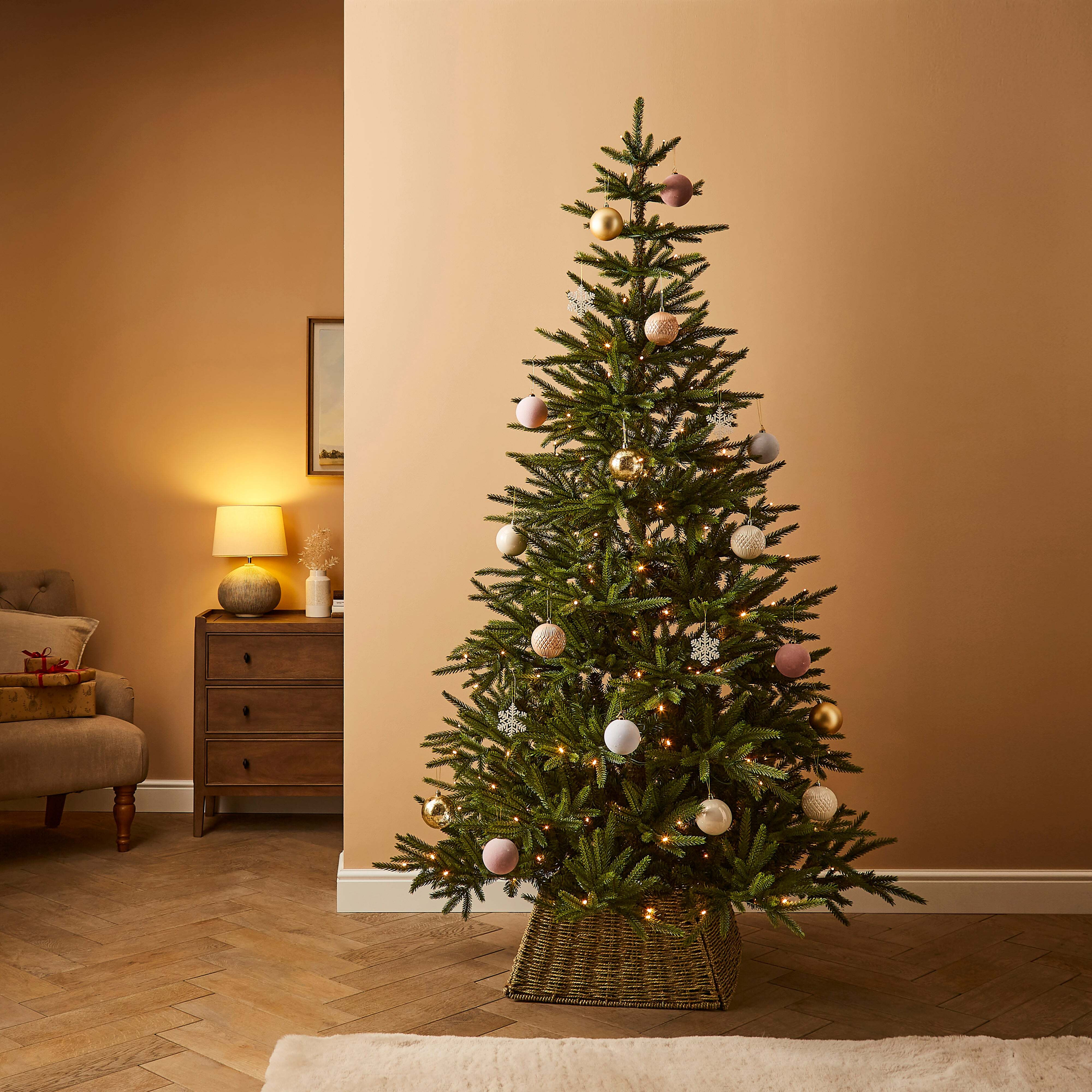 Pre Lit 7ft Abies Christmas Tree With 250 LEDS Dark Green