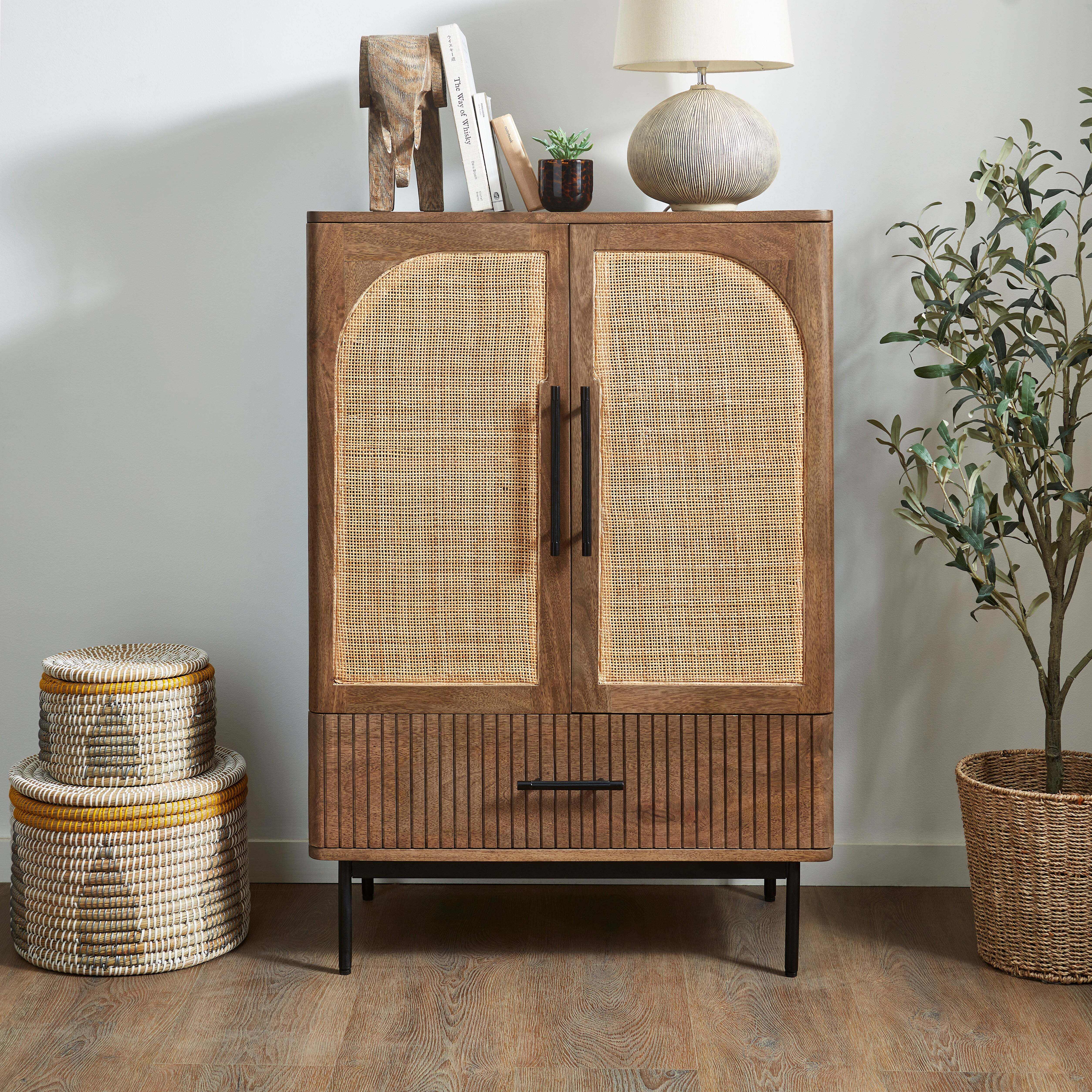 Mila Small Sideboard, Dark Mango Wood Dark Brown