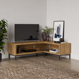 "Fulton Open Corner TV Unit Pine for TVs up to 55"" Brown"